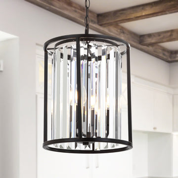 Bevin 12" Metal/Crystal LED Pendant - JONATHAN Y